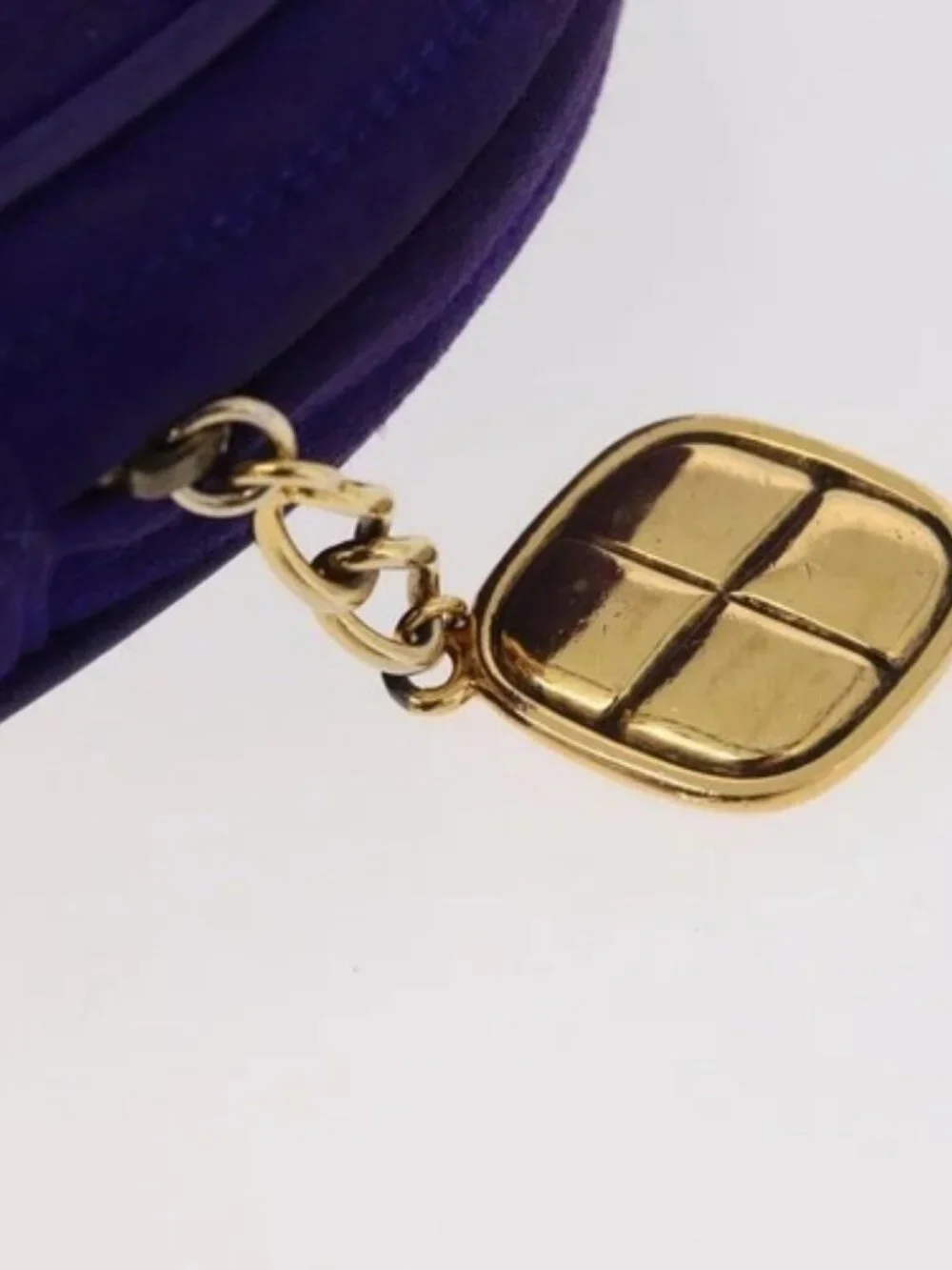 CHANEL Matelasse Chain Hand Bag Suede Purple Gold CC Auth YKZ821A